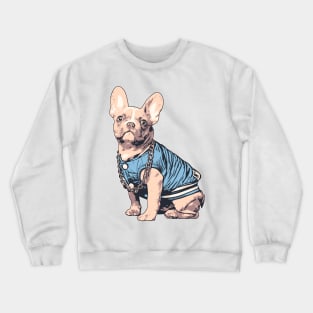 French Bulldog Illustration Art Wearing Baseball Jacket Crewneck Sweatshirt